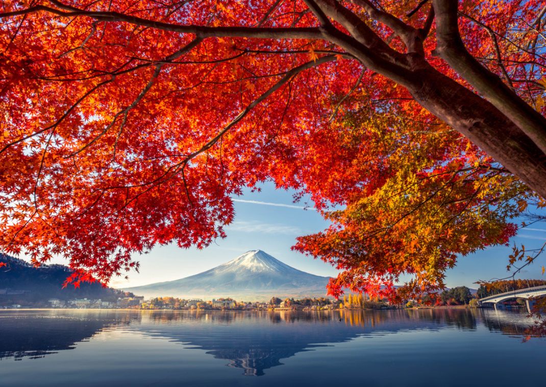 Mt. Fuji og Kawaguchi-søen om efteråret i Japan