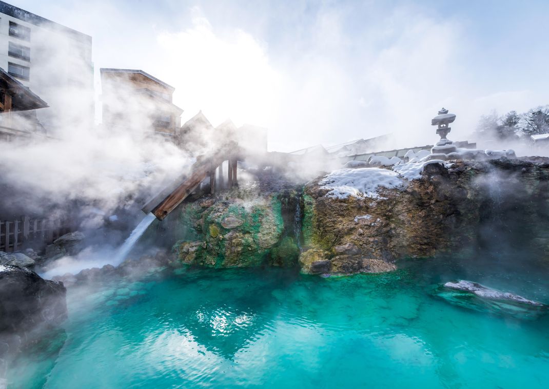 
Yubatake-Thermalquelle in Kusatsu Onsen, Japan
