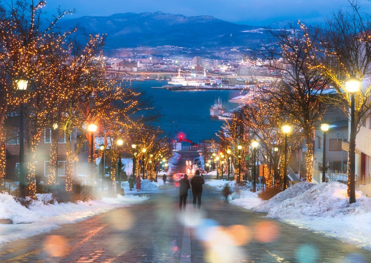 Hachimanzaka-gaden om vinteren, Hakodate, Hokkaido
