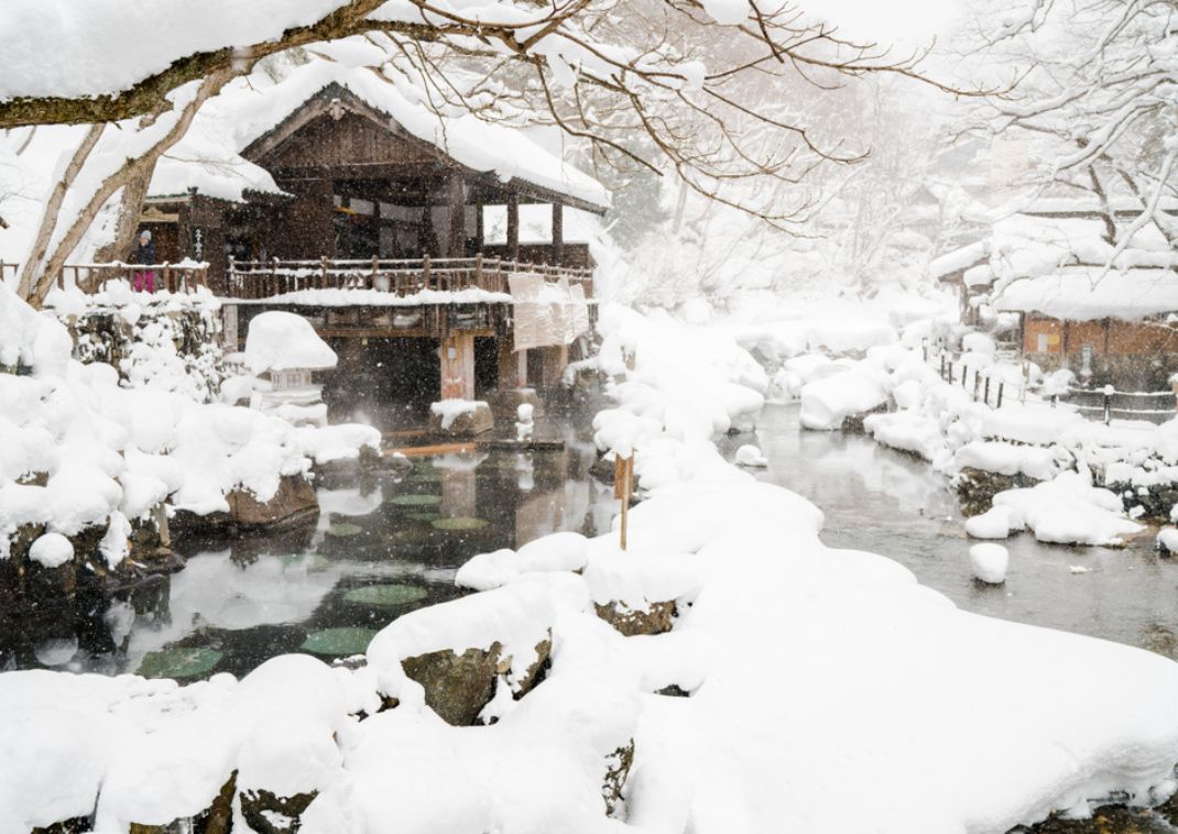 Takaragawa Onsen om vinteren, Gunma, Japan