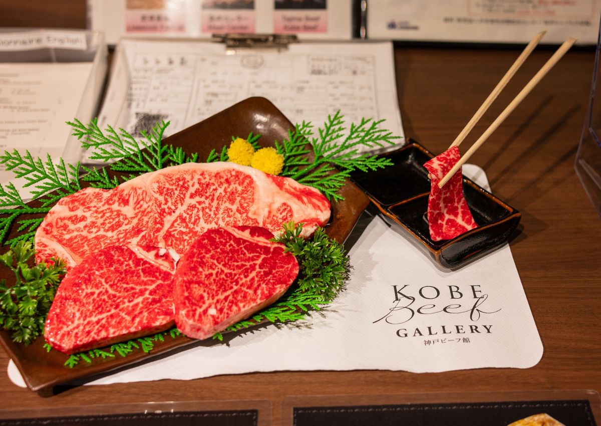 Kobe-kød udstillet på Kobe Beef Gallery