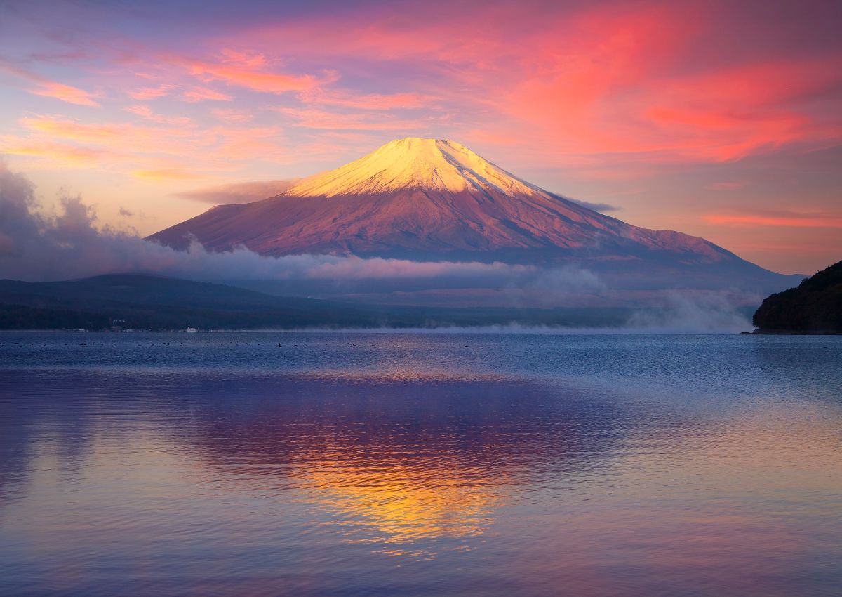 Solopgang ved Mount Fuji, Japan