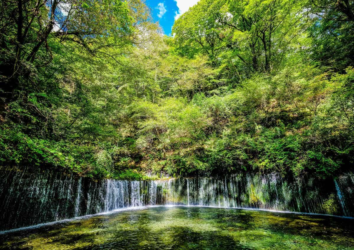 Shiraito-vandfaldet i Karuizawa, Nagano, Japan