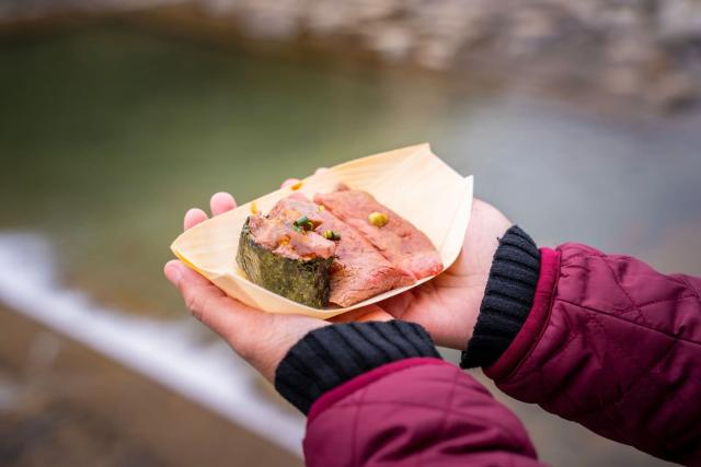 Hida oksekød på det lokale marked