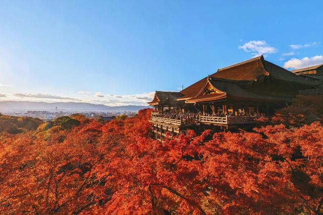Kyoto - Momiji farver, Kiyomizu-dera Temple 