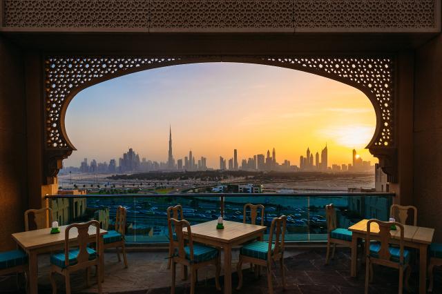 Udsigt over Dubai fra restaurant, Dubai 