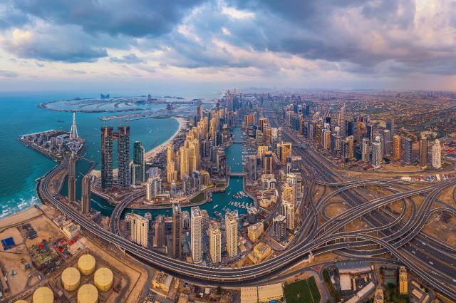 Udsigt over Dubai Marina og centrum, Dubai 