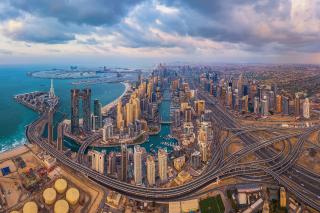 Udsigt over Dubai Marina og centrum, Dubai 