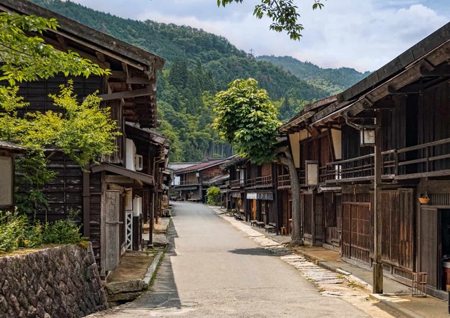 Historiske træhuse i Tsumago-Juku