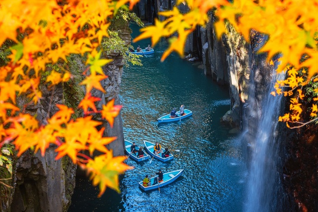 Efterårsblade ved Takachiho-kløften, Miyazaki