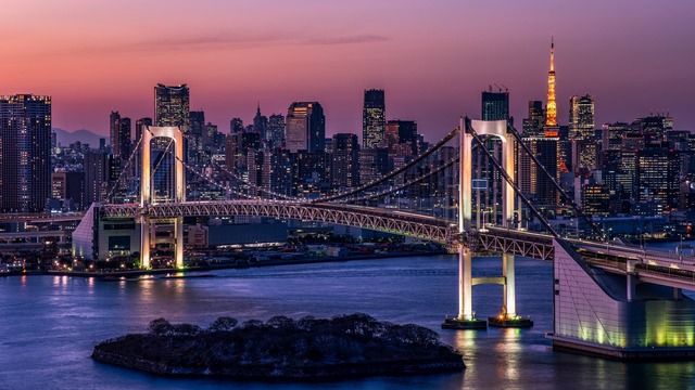 Tokyo Skyline i aftentimerne