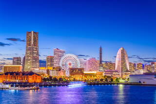 Vista serale di Yokohama