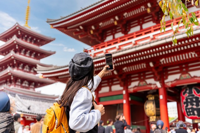Optagelse af porten til Senso-ji templet