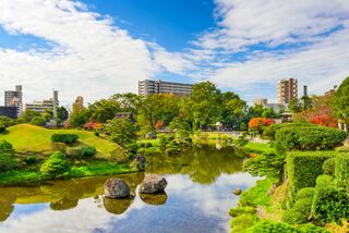 Suizenji-haven i Kumamoto om efteråret 