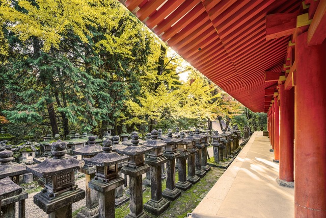 Efterårsblade ved Kasuga Taisha-helligdommen i Nara 