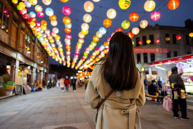 Aftenstemning på Dihua Street i Taipei 