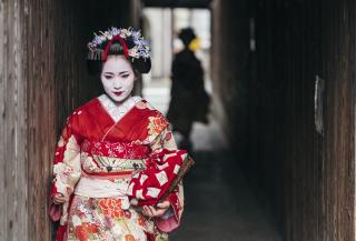 Geisha i Gion-distriktet i Kyoto